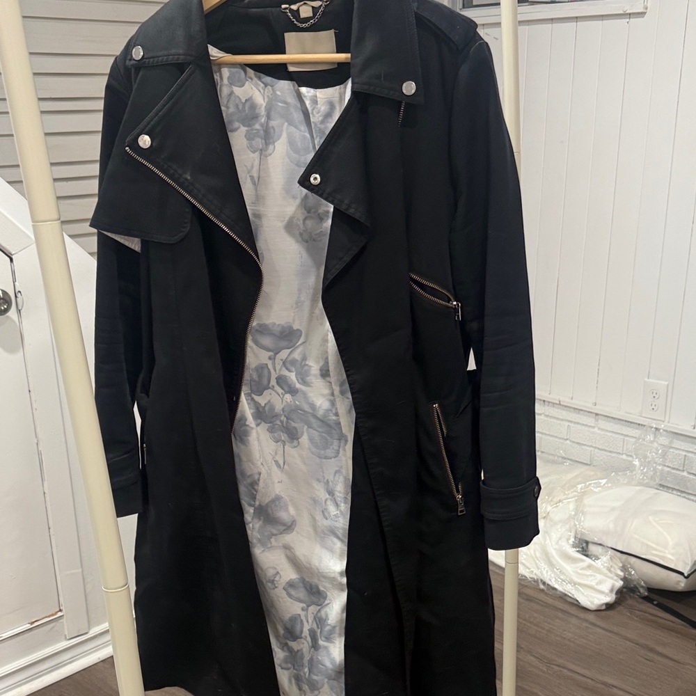 Soia & Kyo Black Trench Coat with Floral Lining